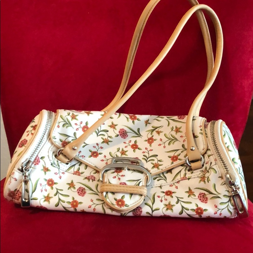 Cole Haan Floral White and Tan Handbag